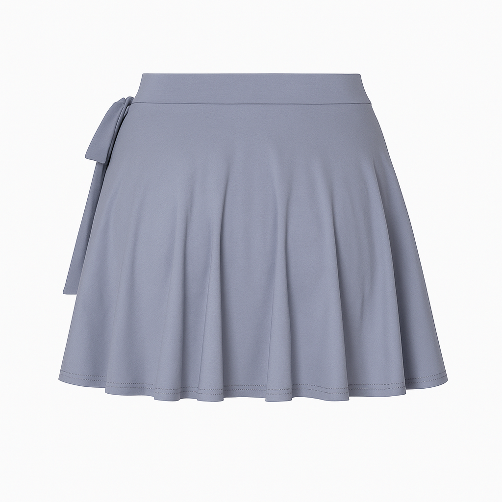 Steel blue A-Line Skort with Bow tie