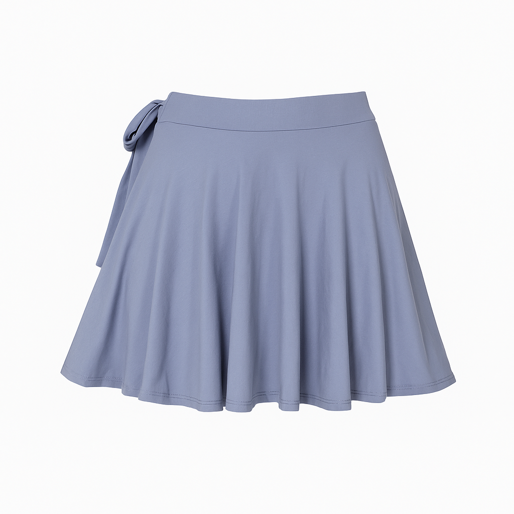 Steel blue A-Line Skort with Bow tie